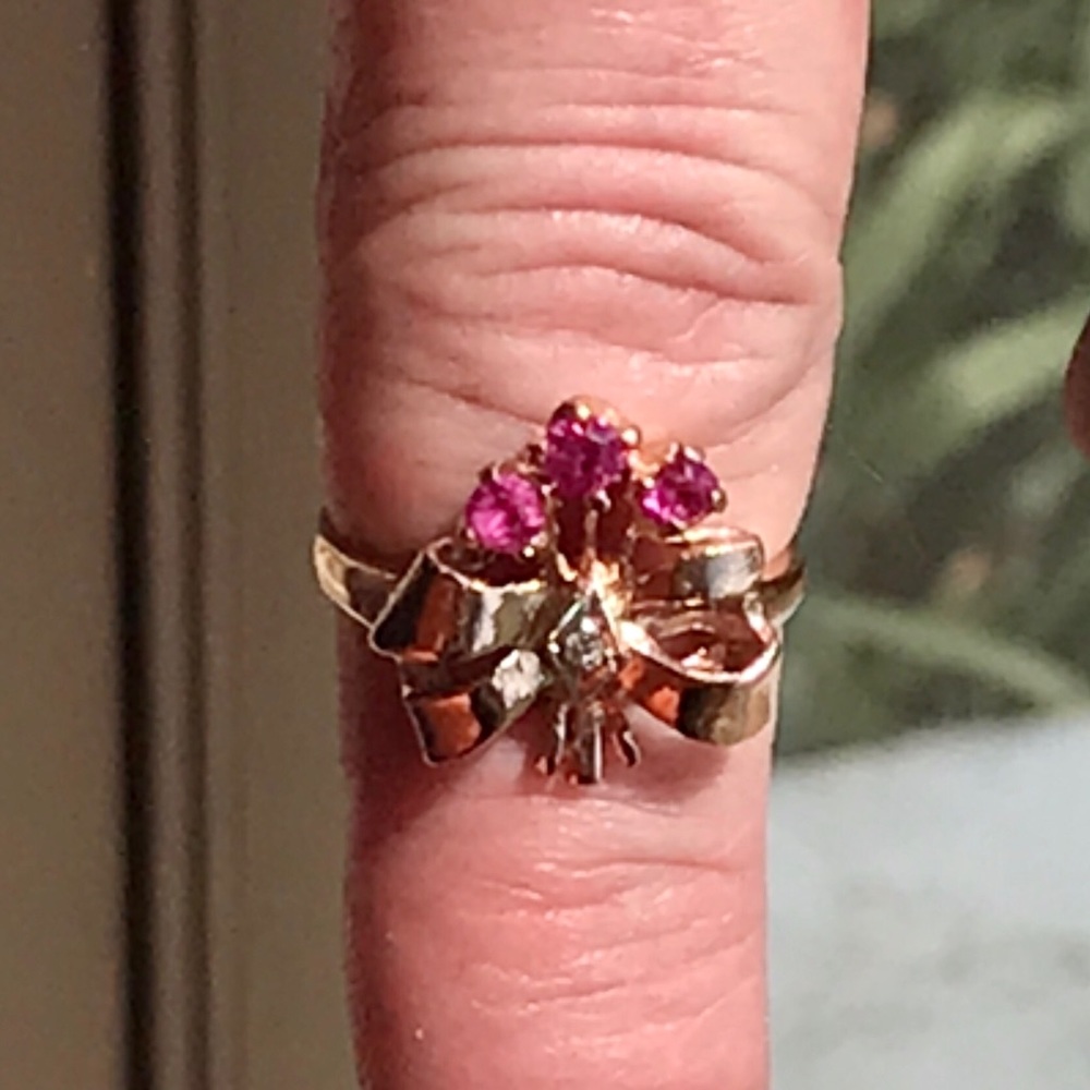 ❌❌❌SOLD ❌❌❌RUBIES AND DIAMOND 14 KT ROSE GOLD RING - Picture 5 of 16